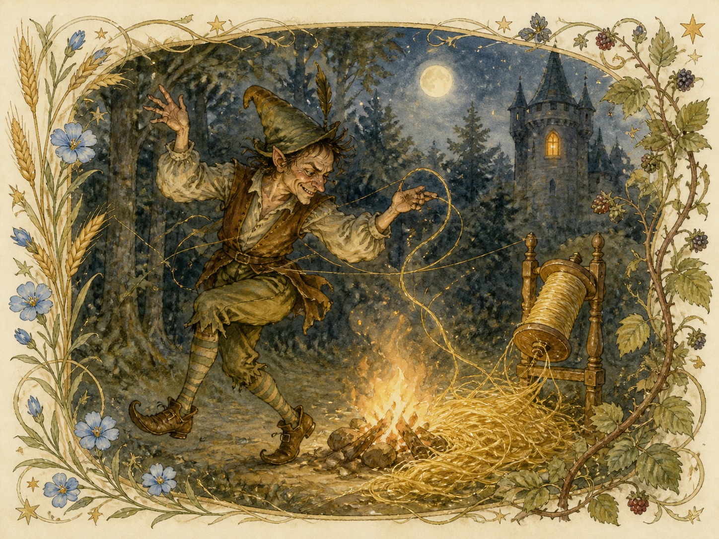 Watercolor illustration for Rumpelstiltskin