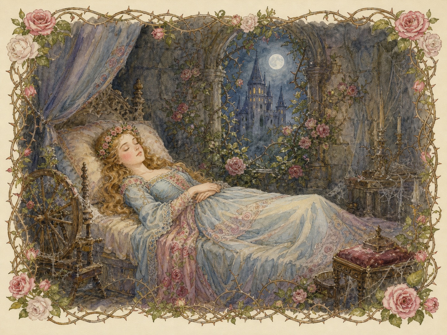 Watercolor illustration for Sleeping Beauty