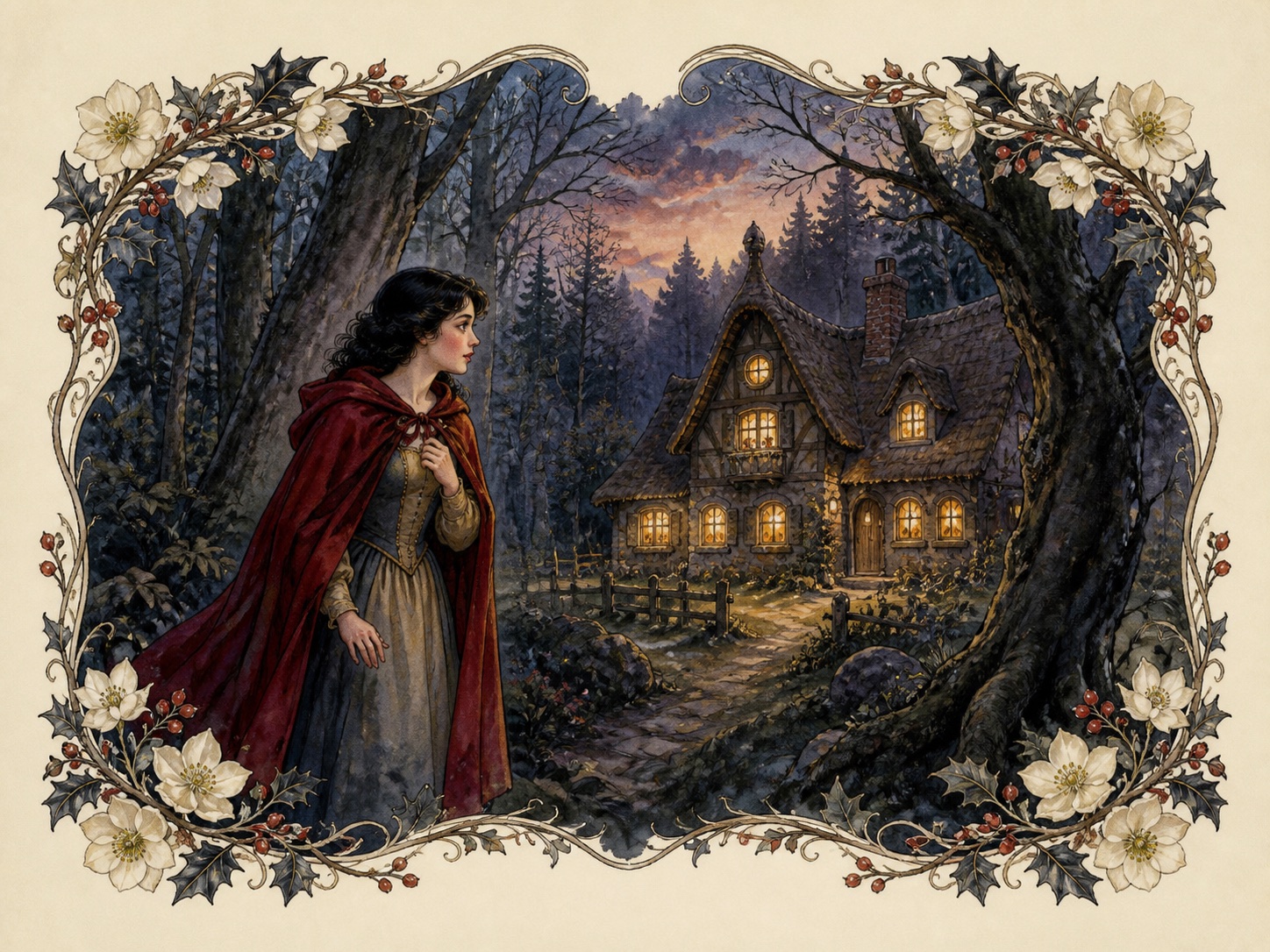 Watercolor illustration for Snow White